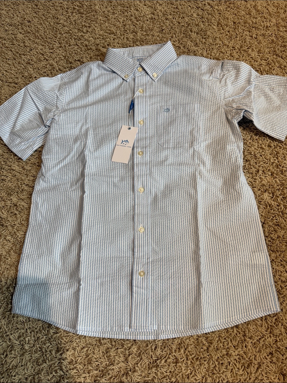 New with Tags Southern Tide Boys Seersucker Button Up